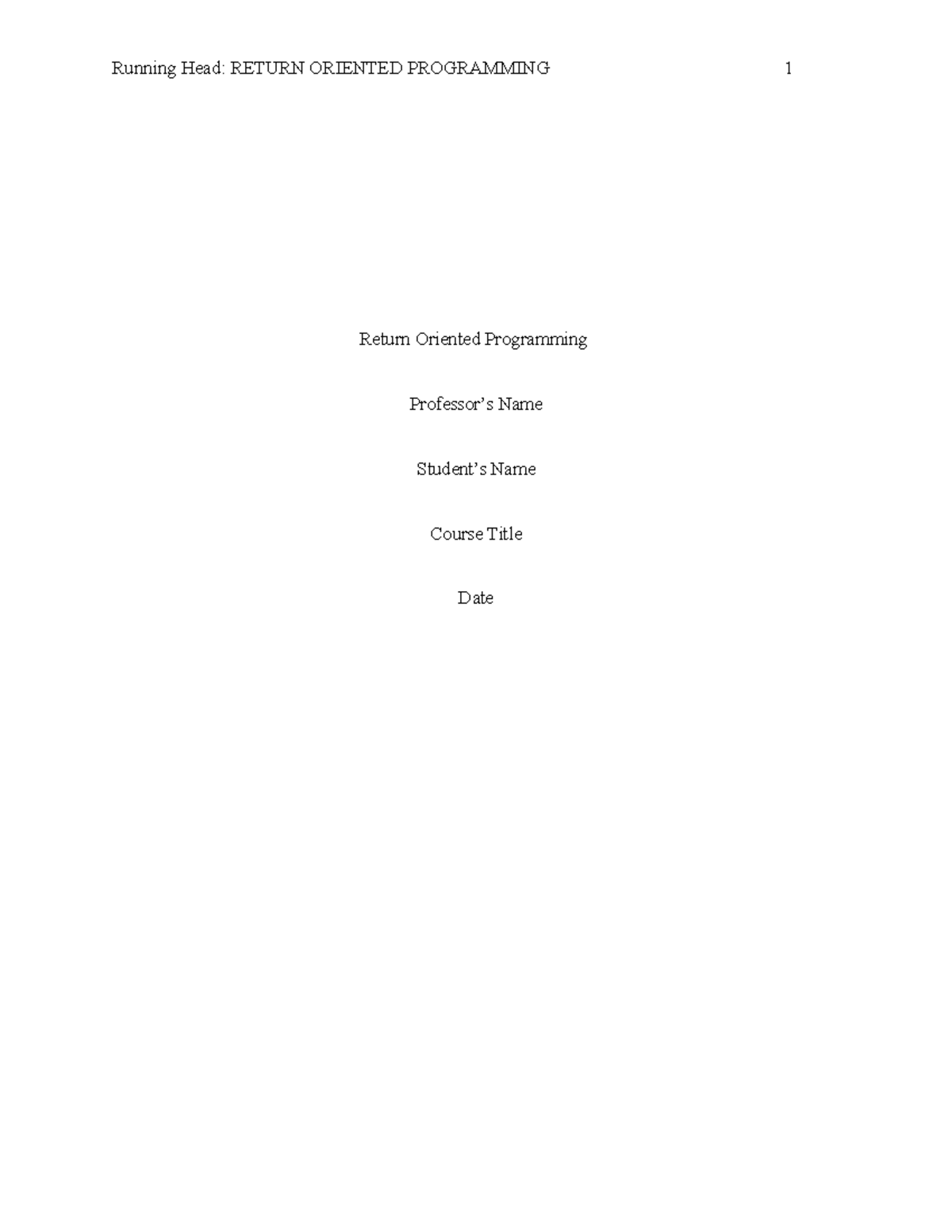 Accounting for Engineers Assignment: Return Oriented Programming - Studocu