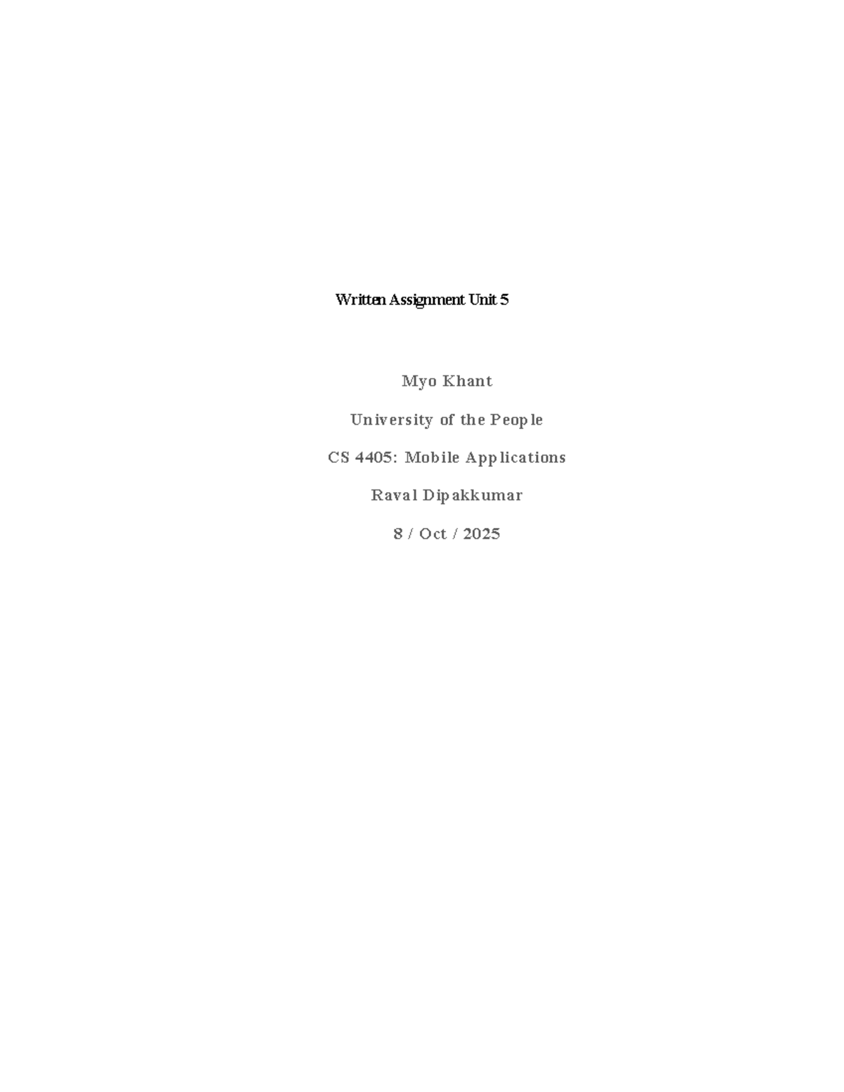 CS 4405 Written Assignment 5: Installing Xcode & Swift Functions - Studocu