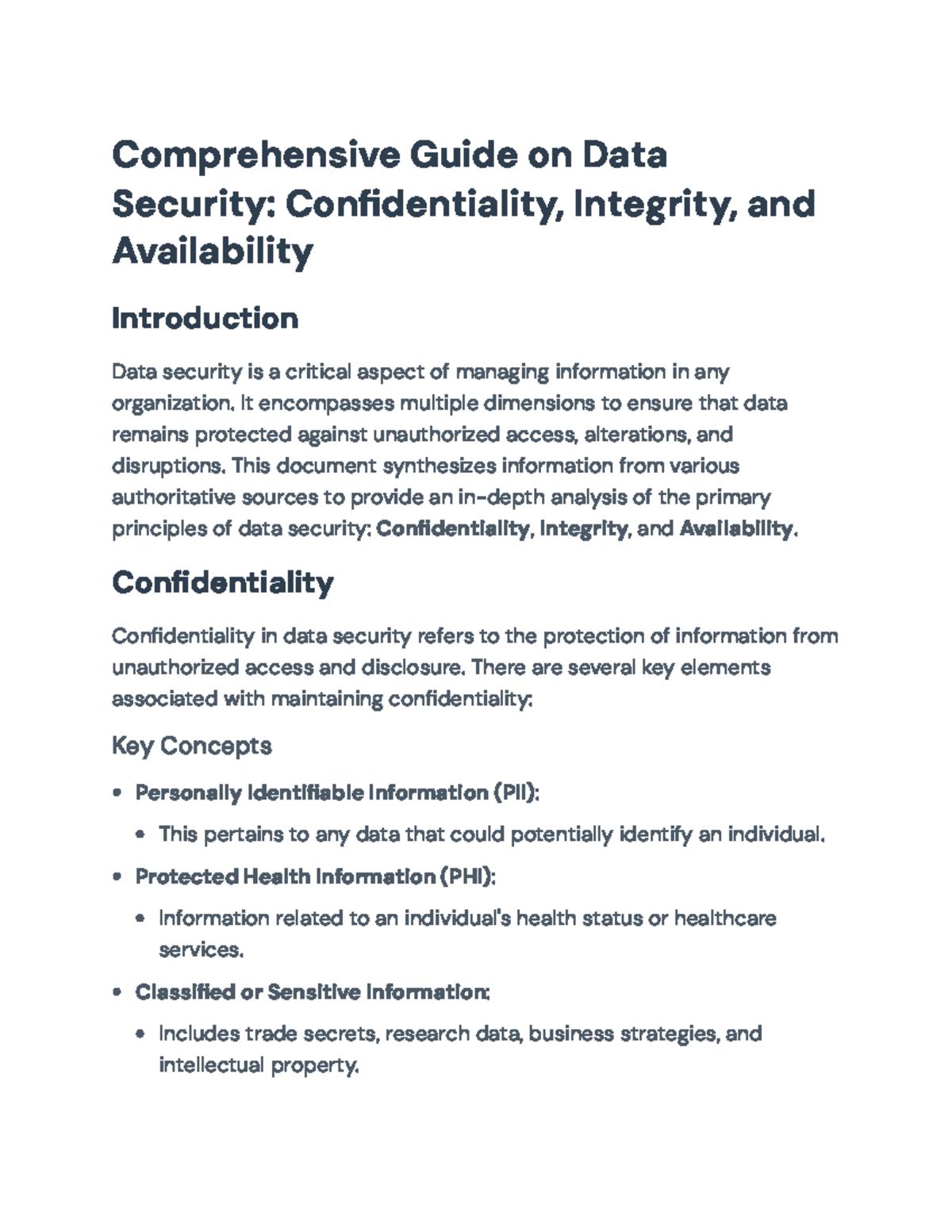 Comprehensive Data Security Guide: Conf., Integrity & Availability ...