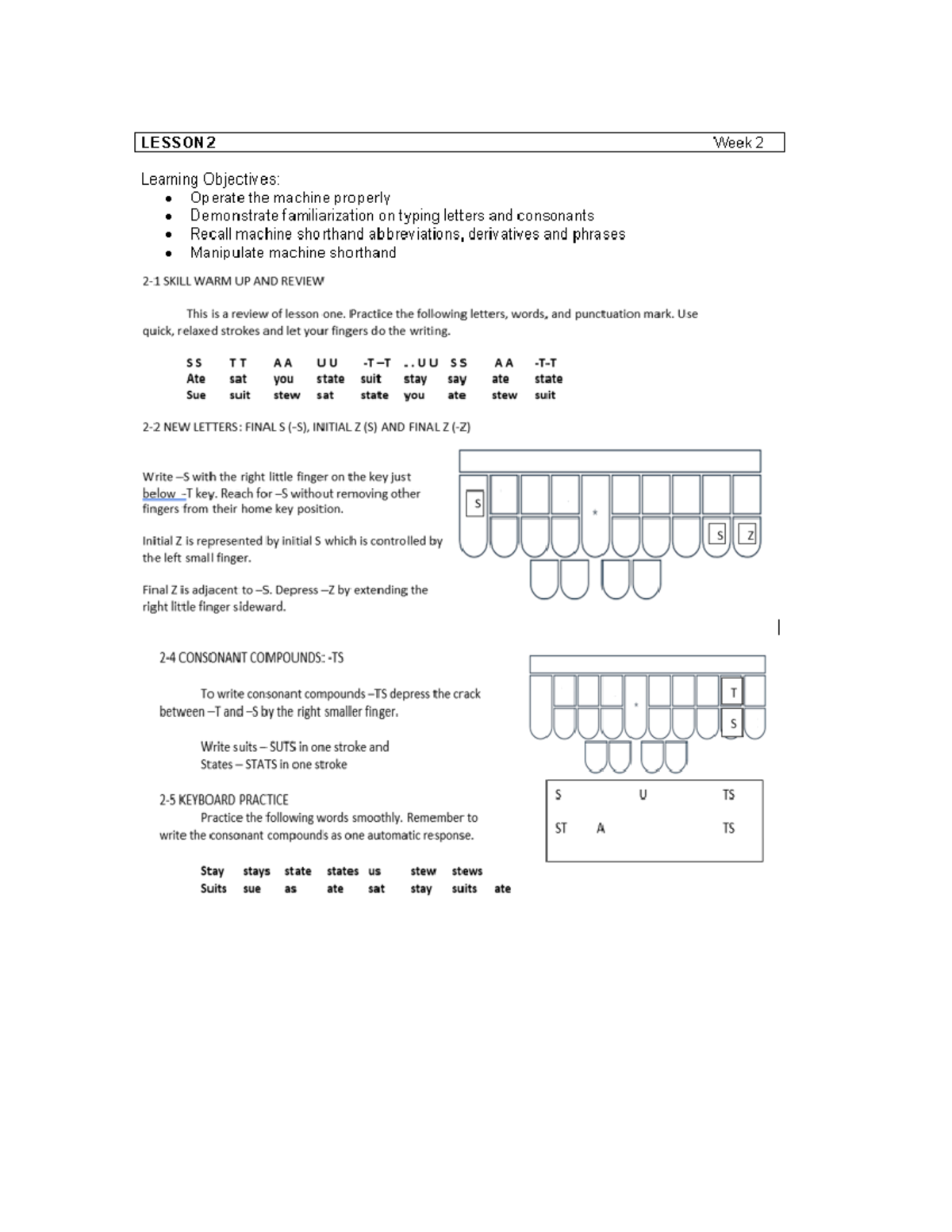 Lesson-2 - Machine shorthand note. - LESSON 2 Week 2 Learning ...