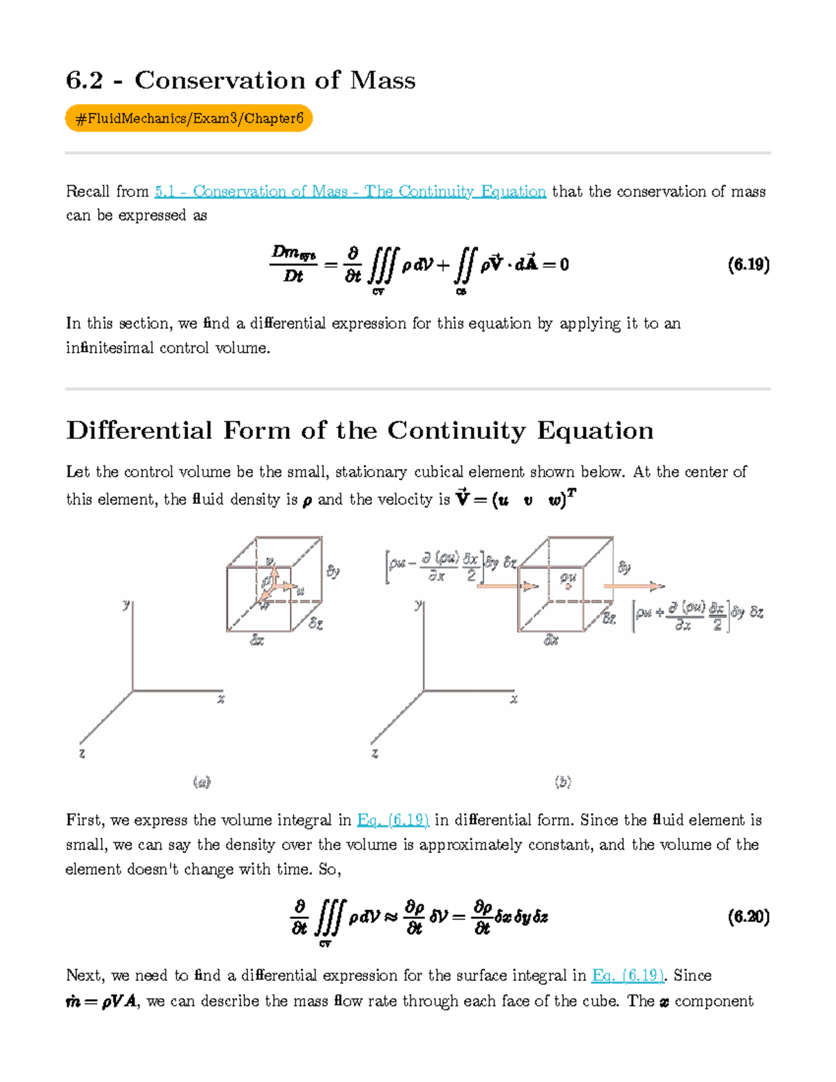 6.2 - Differential Form of the Continuity Equation in Fluid Dynamics ...