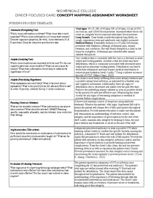 NIGHTINGALE COLLEGE CARE: CONCEPT MAP ASSIGNMENT #2 - NURSING PROCESS ...