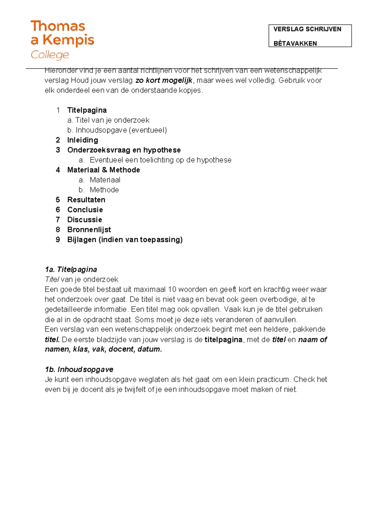 Verslag richtlijnen voor de betavakken - Arentheem College 2122 ...