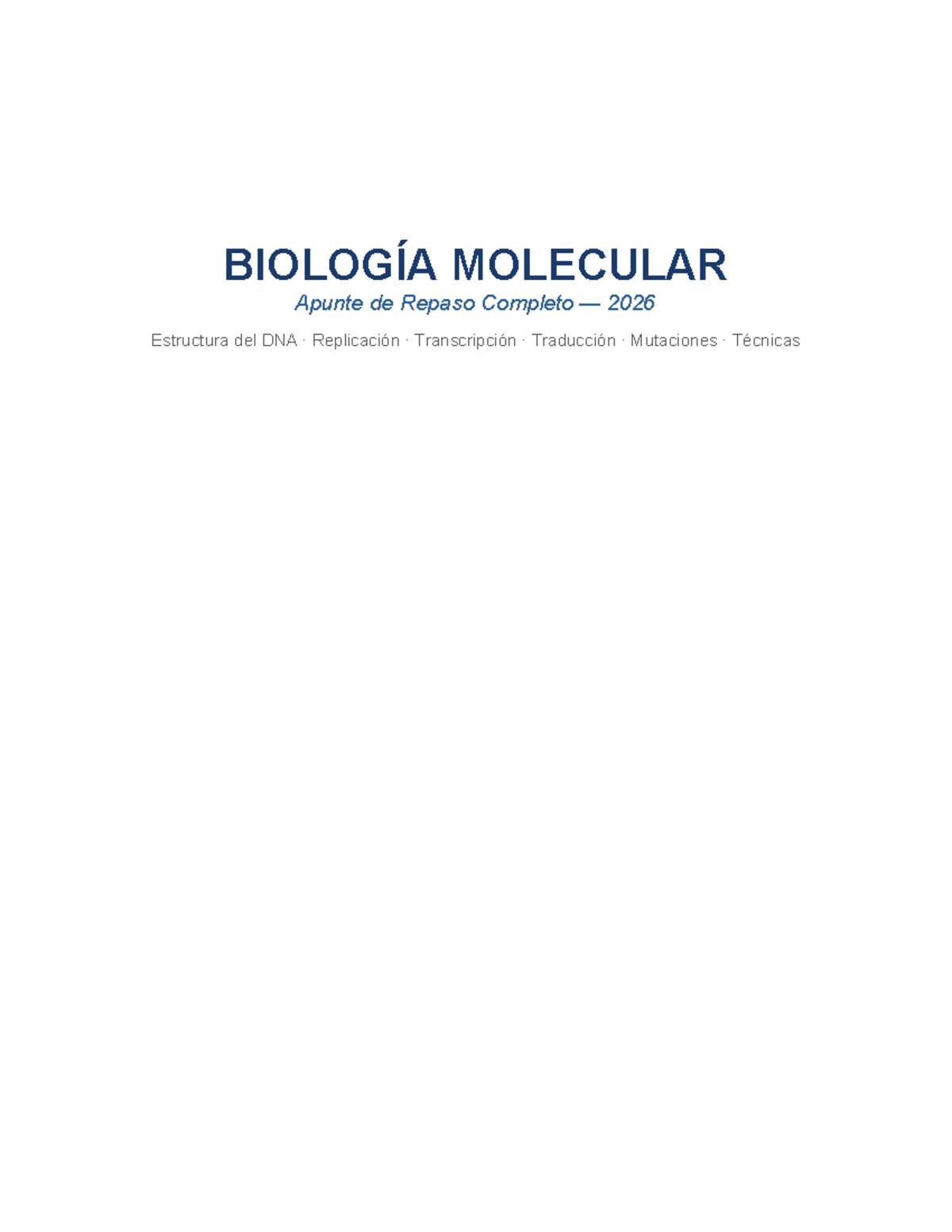 Apunte de Repaso Completo en Biología Molecular 2026 - Studocu