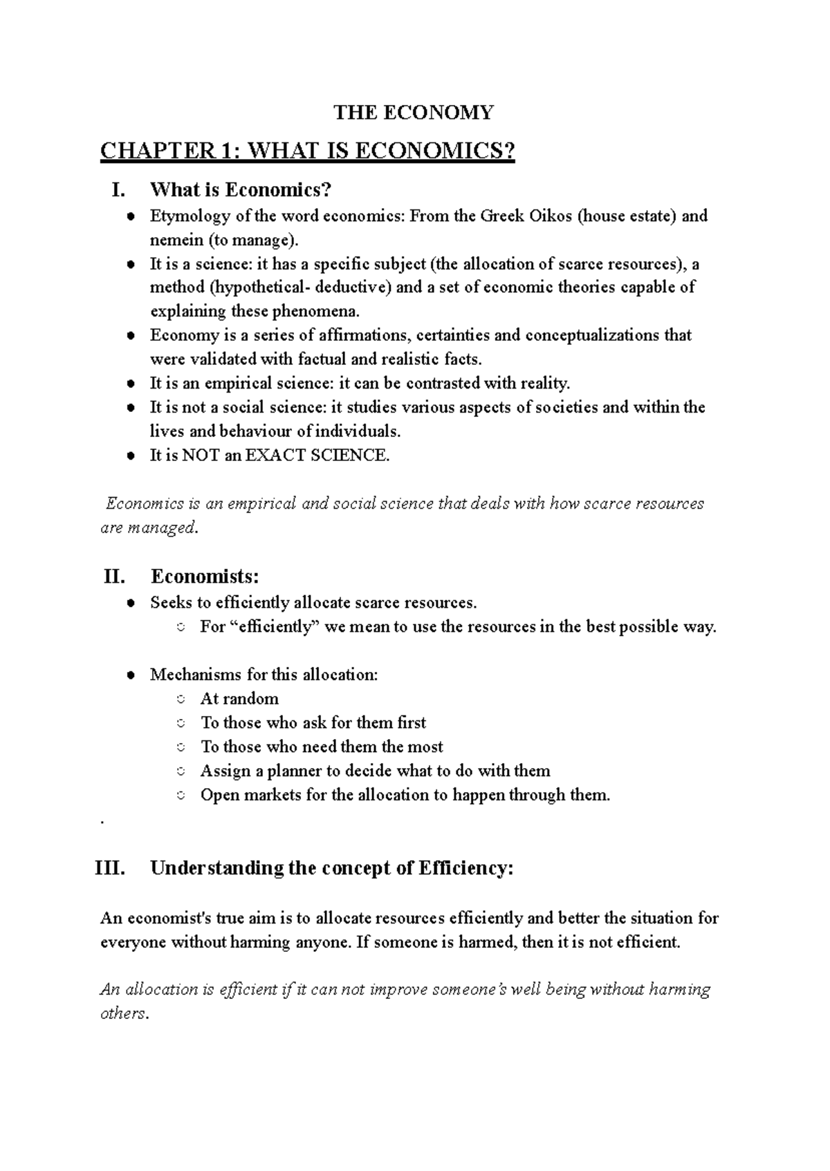 ECO-1: Summary of Economics Chapter 1 - What is Economics? - Studocu