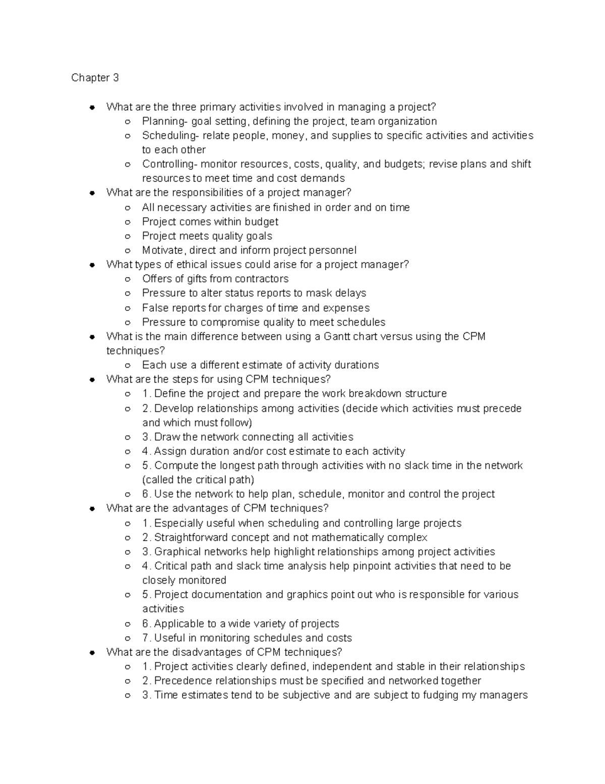 OM 2 Exam study guide: project management and quality control concepts ...