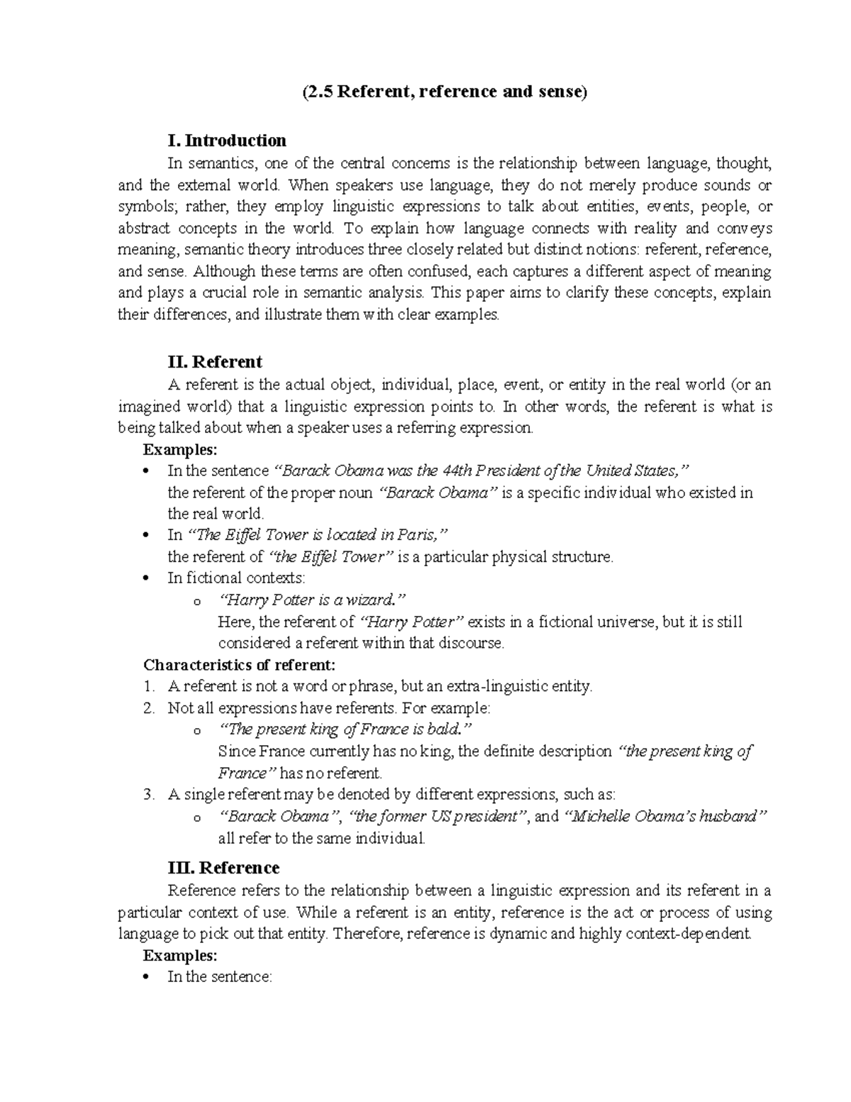 Semantics Study: Referent, Reference, and Sense Explained (ENG 101 ...