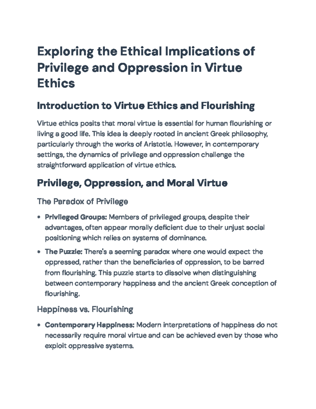 Exploring Privilege and Oppression in Virtue Ethics: A Contemporary ...