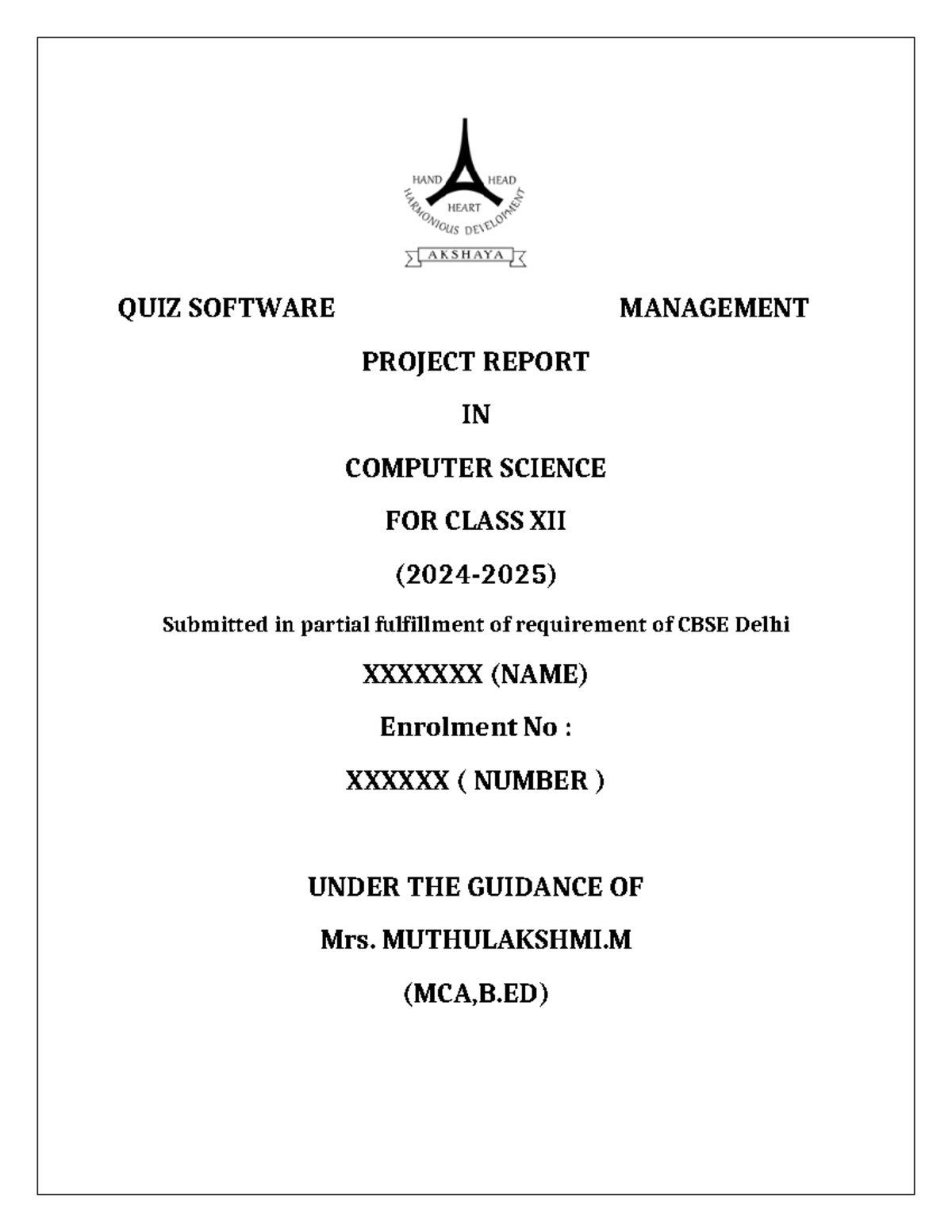 Front PAGE - Please read it and attend the exams - QUIZ SOFTWARE ...