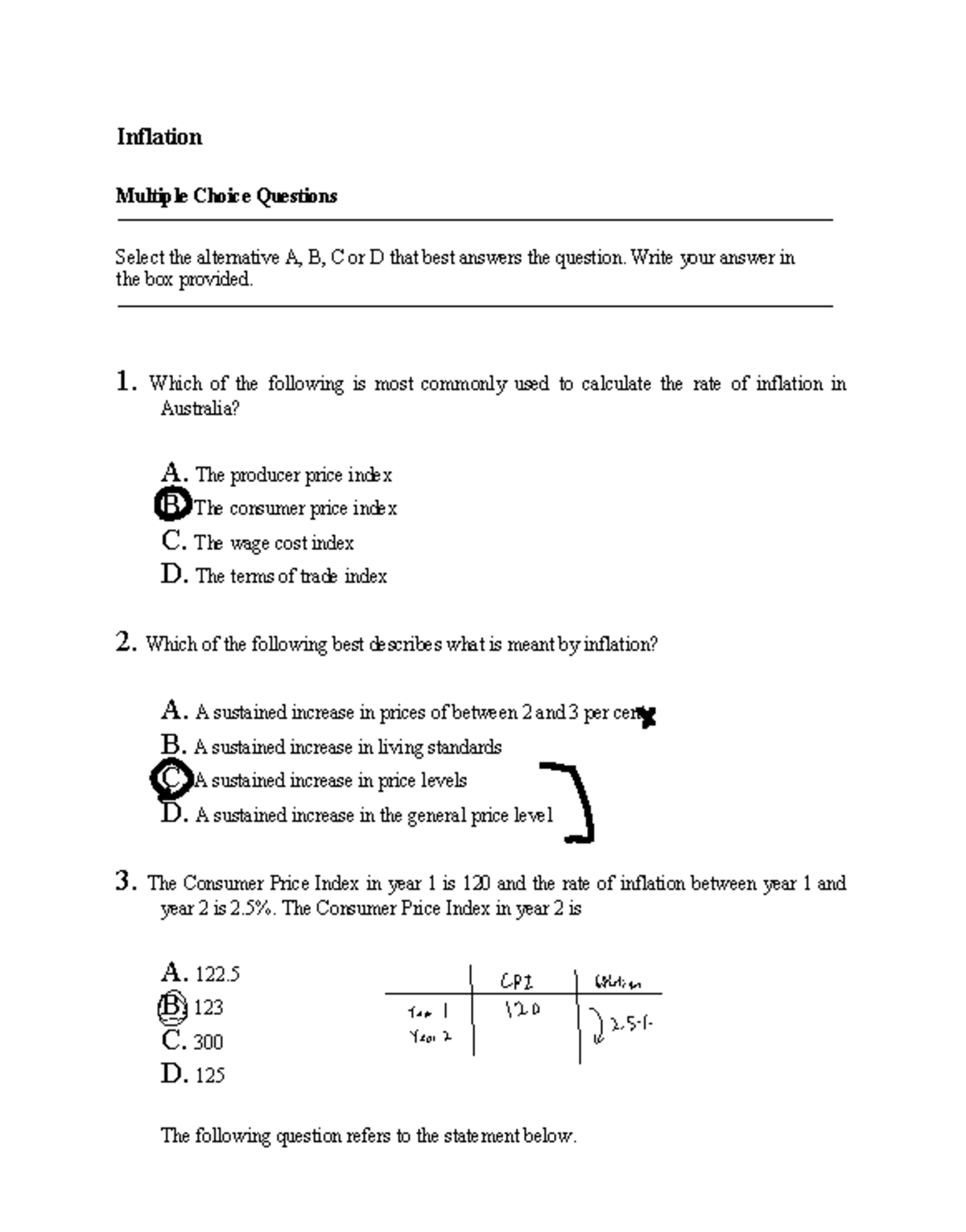 Inflation MCQ Learning Activity: Key Concepts & Principles - Studocu