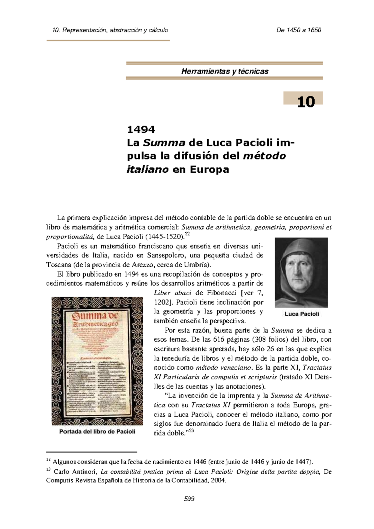Summa de Luca Pacioli: Análisis del Método Contable (1494) - Studocu