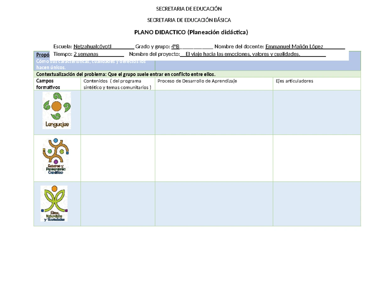 Planeación de Instructivos para Proyectos Comunitarios - ESCUELA ...