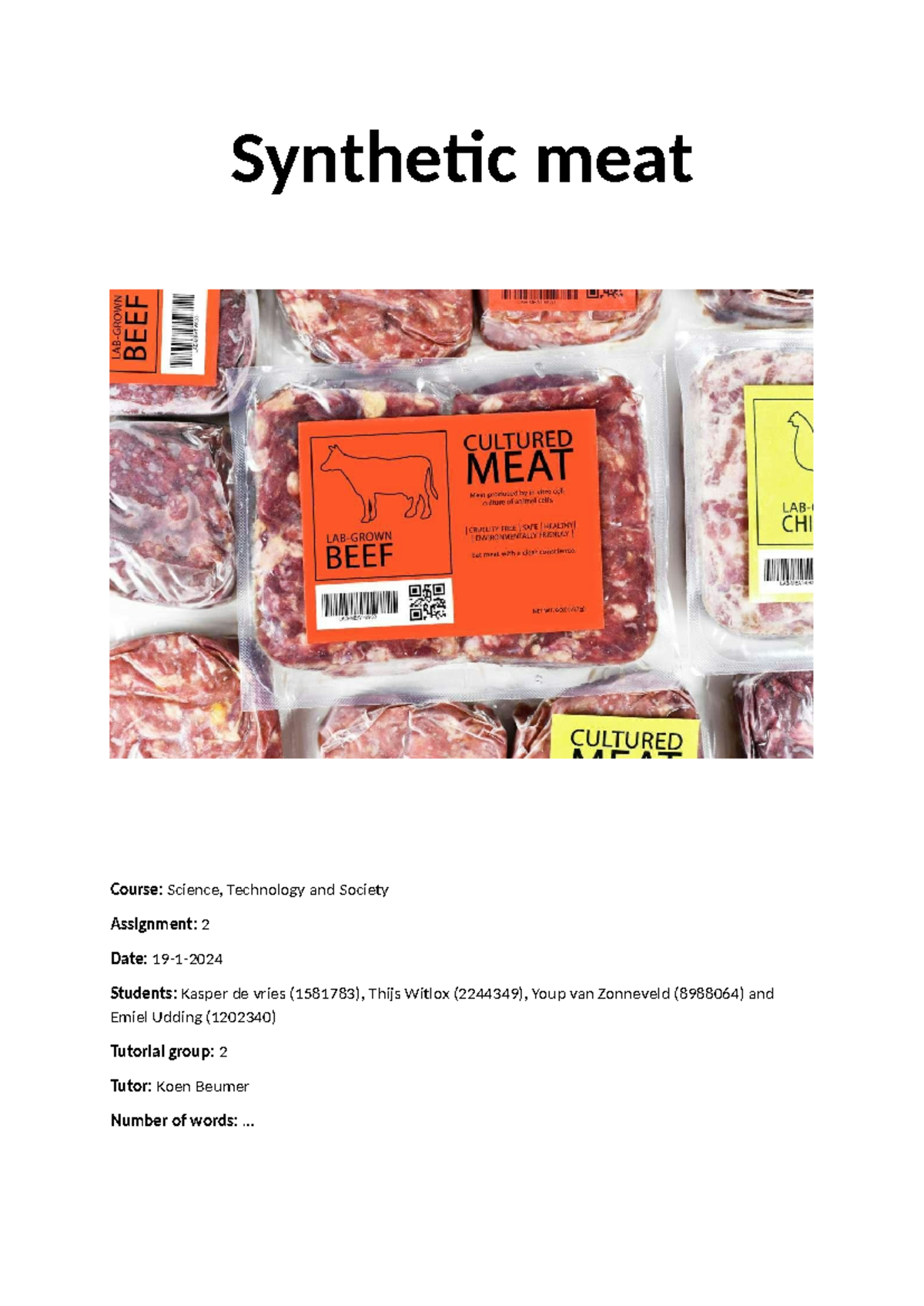 Synthetic Meat: Exploring Consumer Acceptance and Cultural Challenges ...