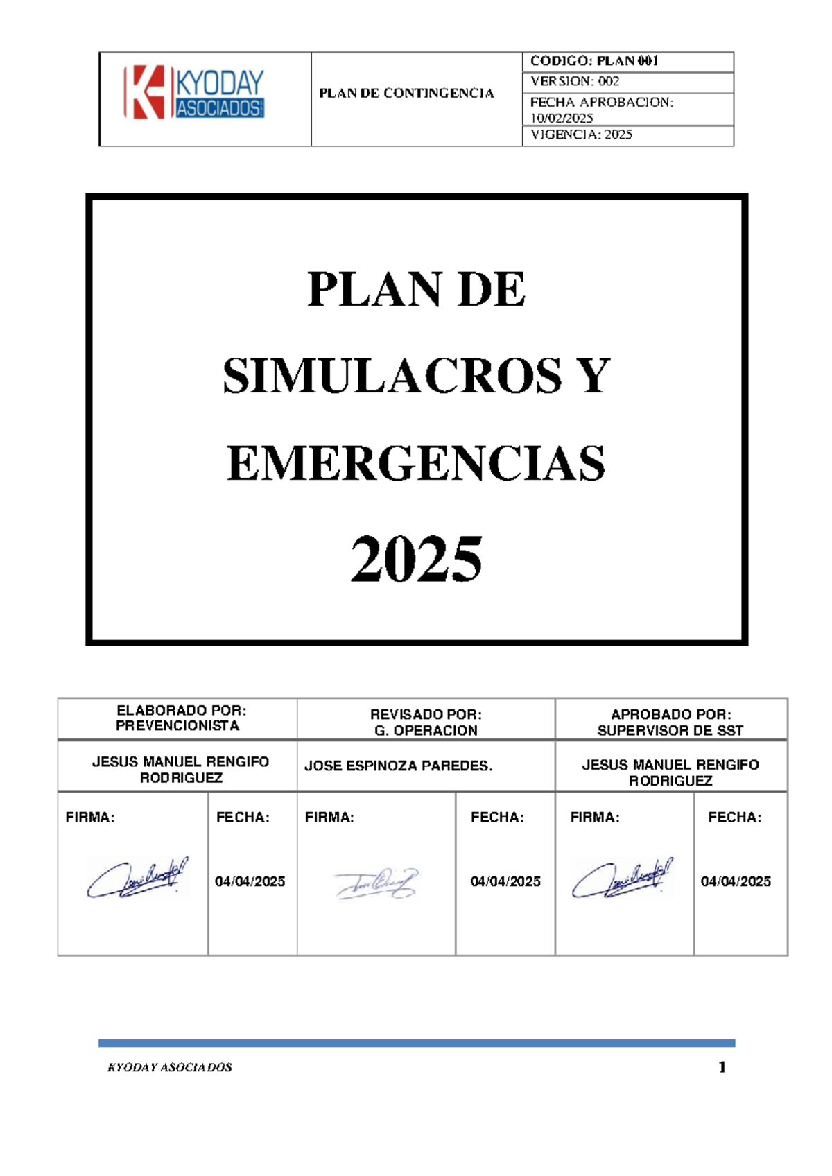 PLAN DE CONTINGENCIA 2025 - MEDIDAS DE SEGURIDAD Y EMERGENCIAS - Studocu