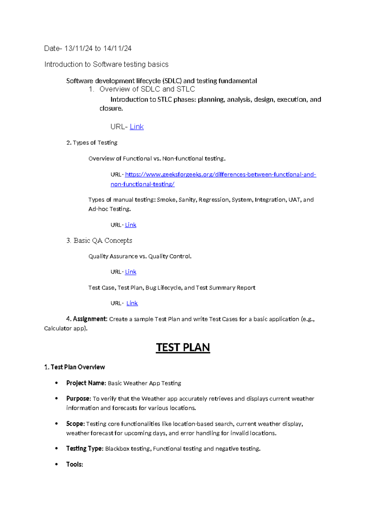 CS101: Comprehensive Test Plan for Basic Weather App Testing - Studocu