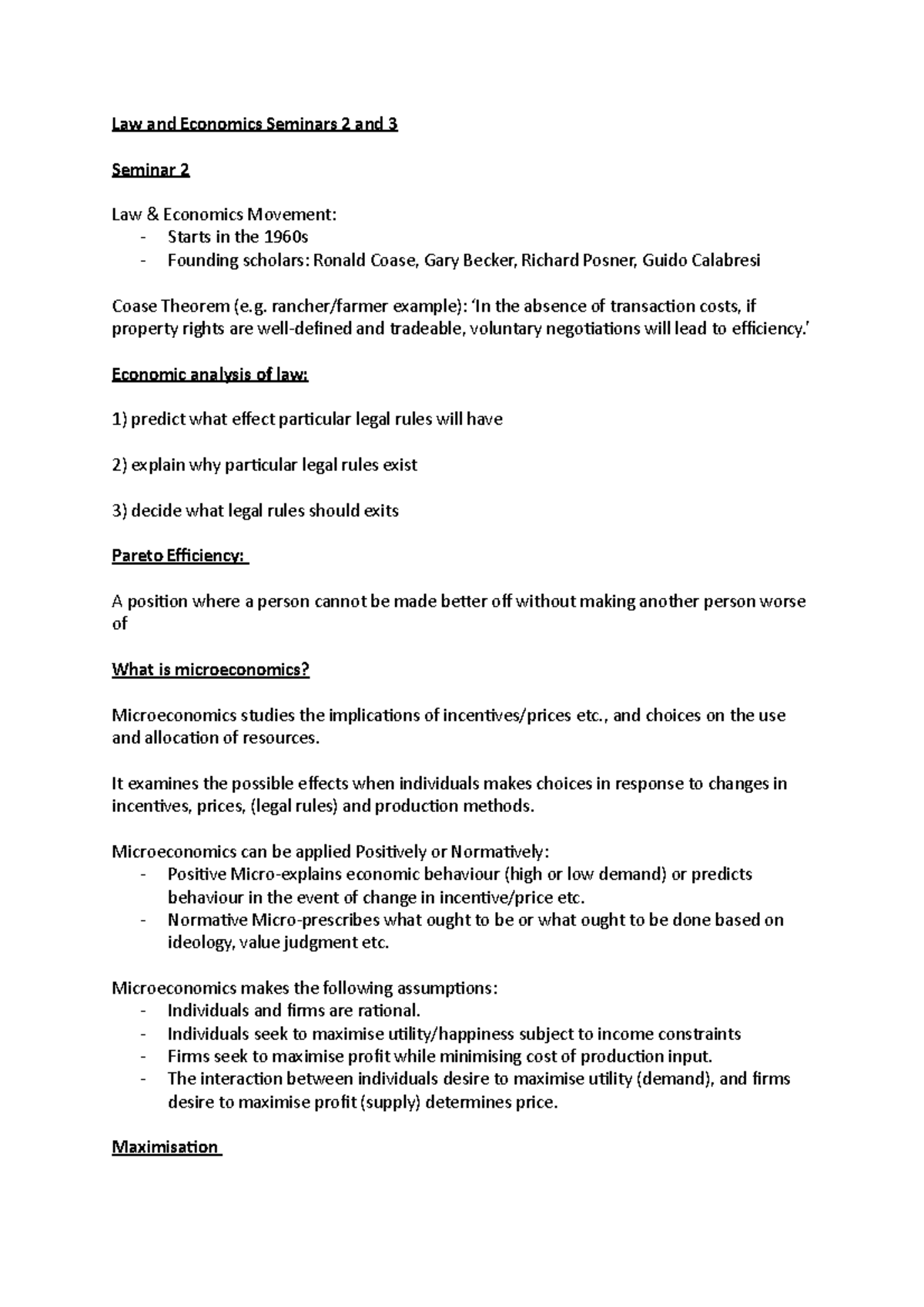 Law and Economics Seminars 2 - rancher/farmer example): ‘In the absence ...