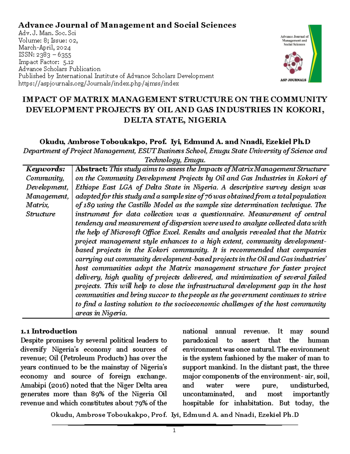 Impact+OF+ Matrix+ Management+ Structure+ON+THE+ Community+ ...