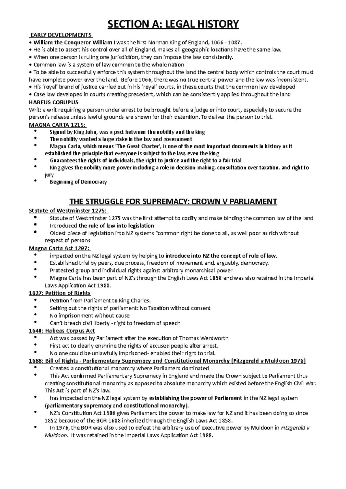 NZ Law 101: Summary of the Introduction to the Legal System - Studocu