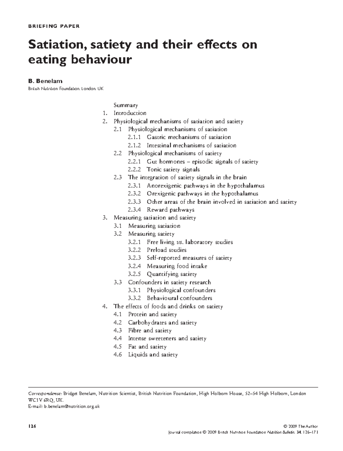 -Satiation - pdf - B R I E F I N G PA PE R Satiation, satiety and their ...