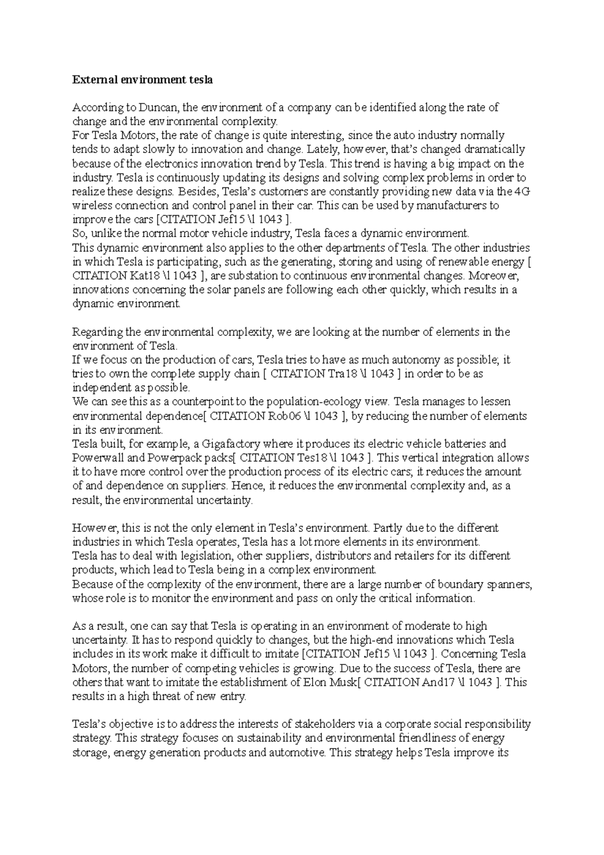 External Environment Analysis of Tesla - Strategic Insights - Studeersnel