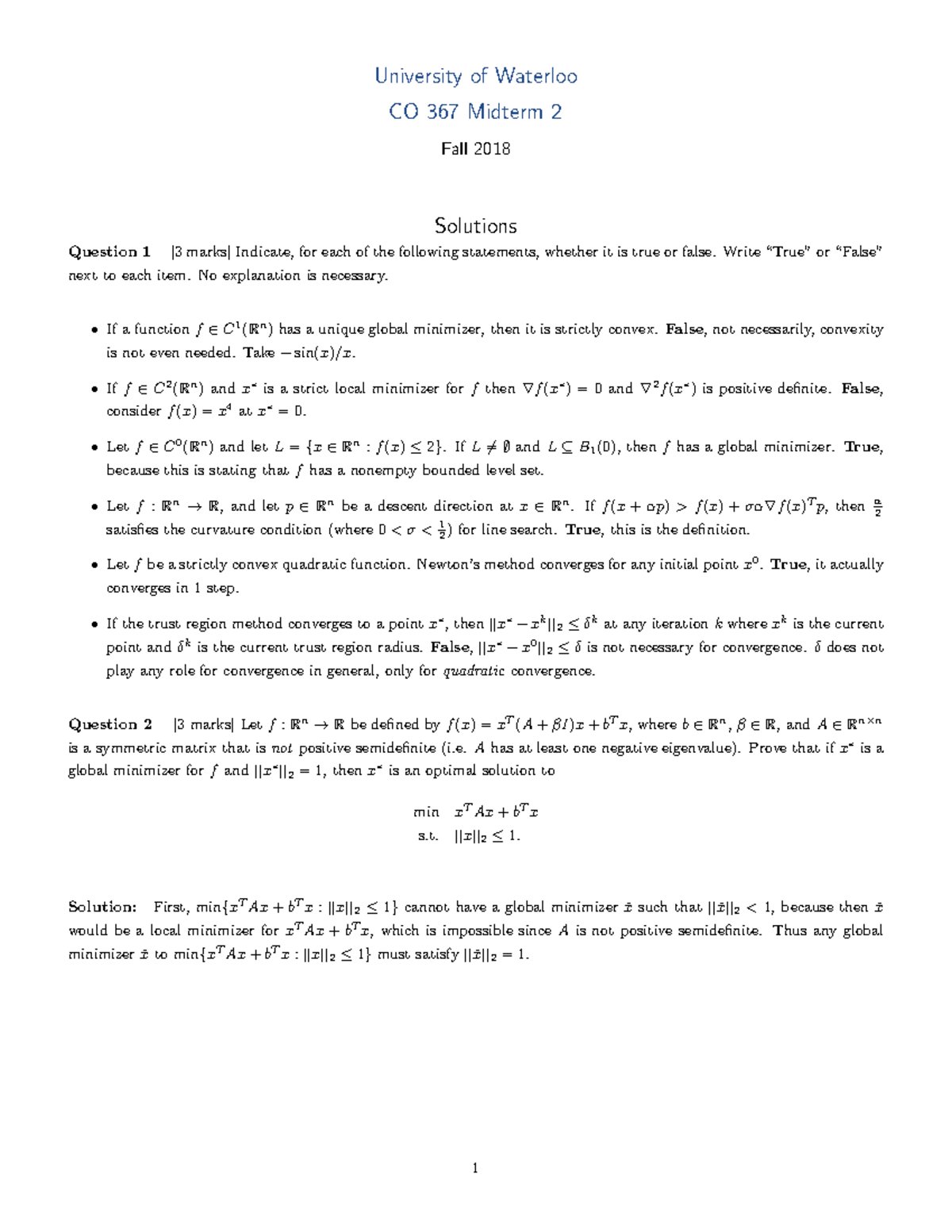 CO367 Midterm 2 Solutions - Fall 2018 - Studocu