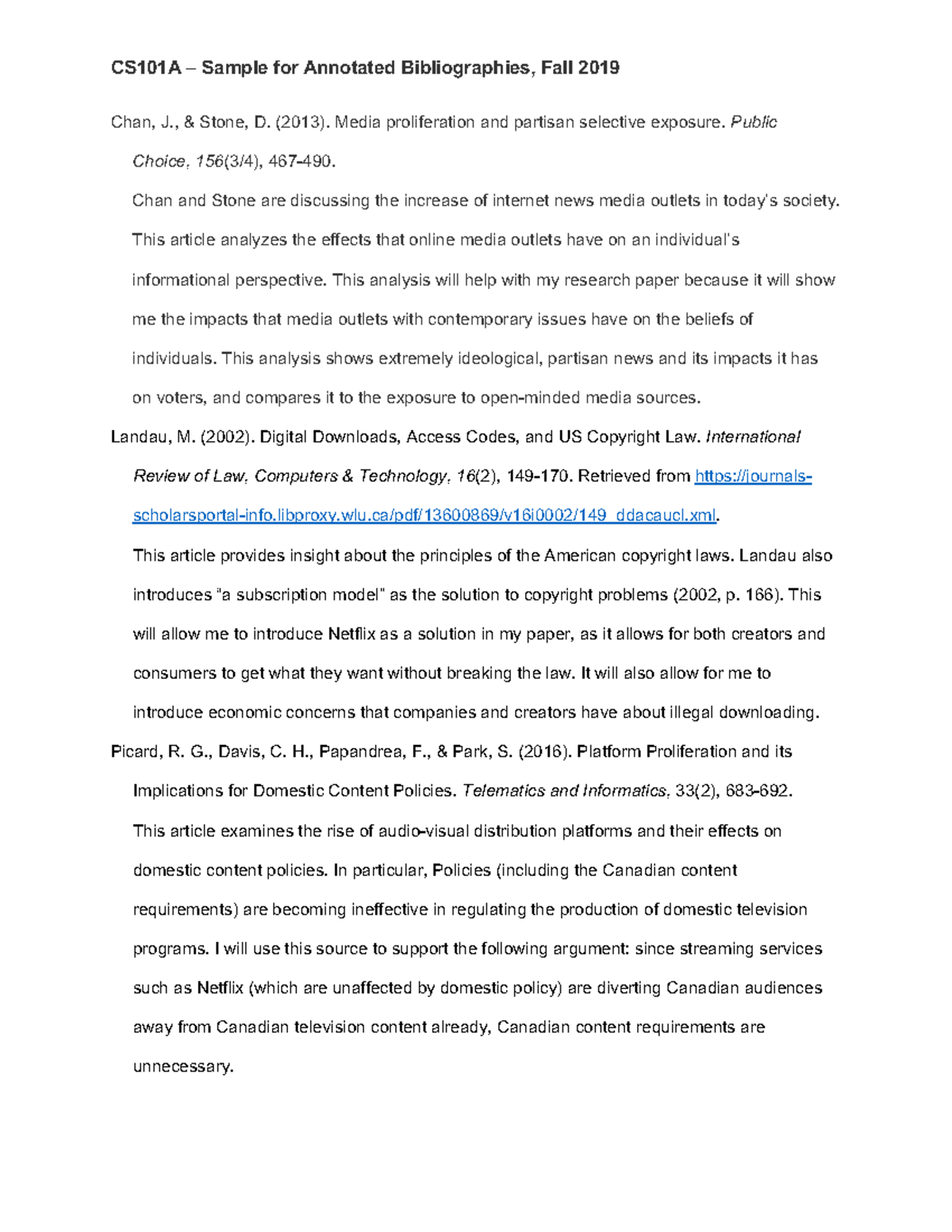 CS101 AB sample - cs 101 - CS101A – Sample for Annotated Bibliographies ...