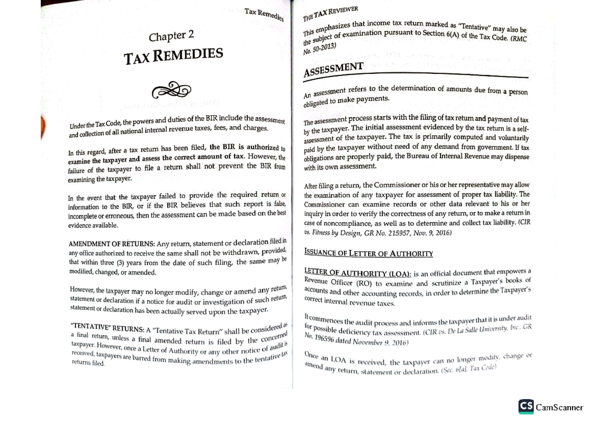 Tax Remedies - Notes on Assessment and Refund Procedures (RMC TAX ...
