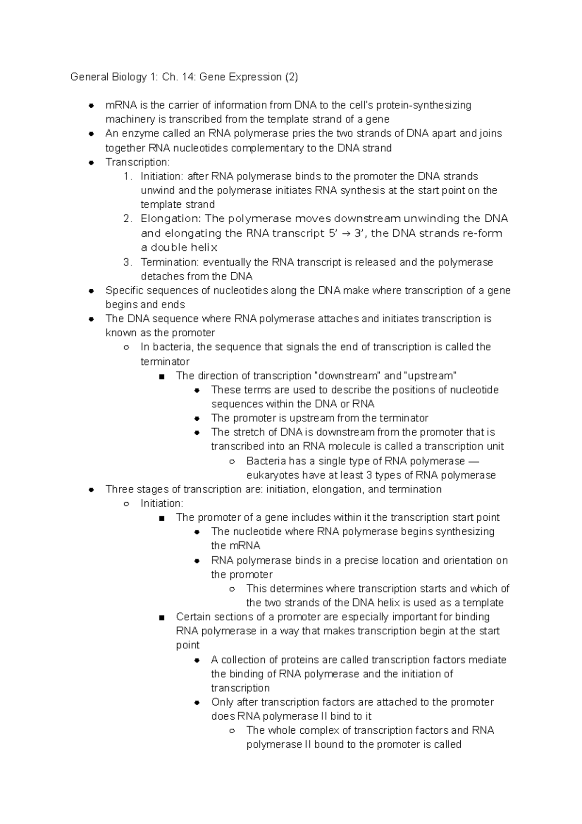General Biology 1 Ch. 14 Gene Expression - General Biology 1: Ch. 14 ...