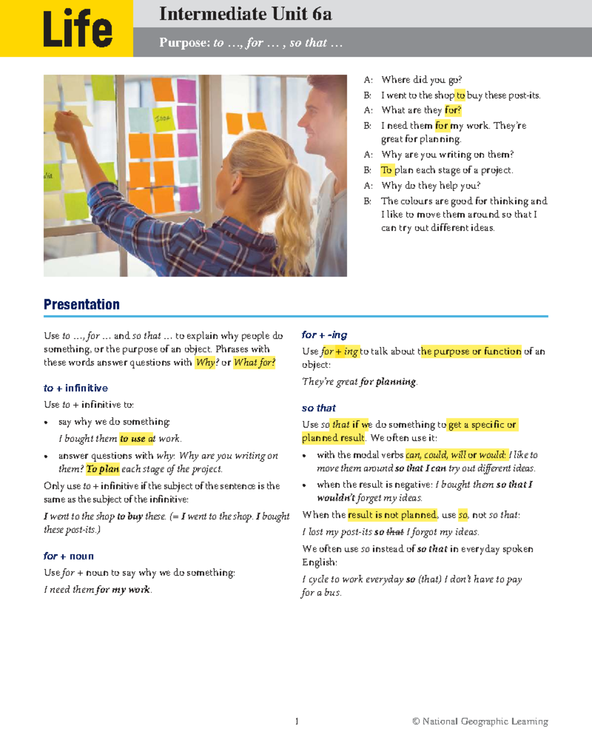 Intermediate GW 86541 Unit 6a: Purpose and Function in Language - Studocu