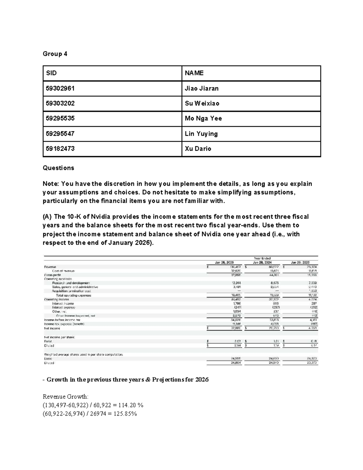 CB3410 GP - Nvidia Financial Projections & Analysis Report - Studocu
