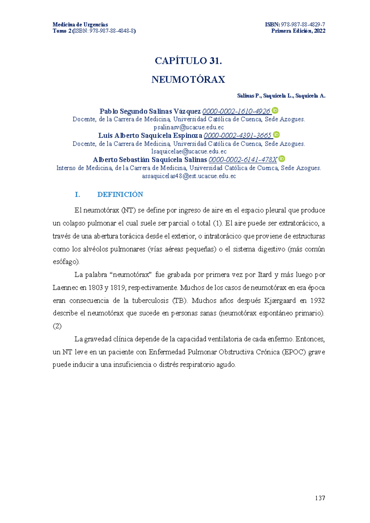 Medicina de Urgencias - Tomo 2: Capítulo 31 Neumotórax - Document Preview