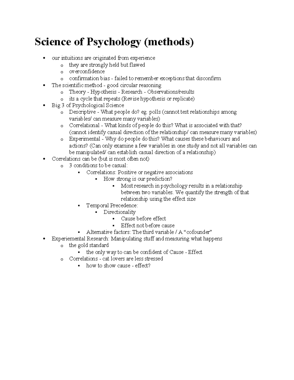 Psychology 101: Lecture Notes on Research Methods and Biases - Studocu