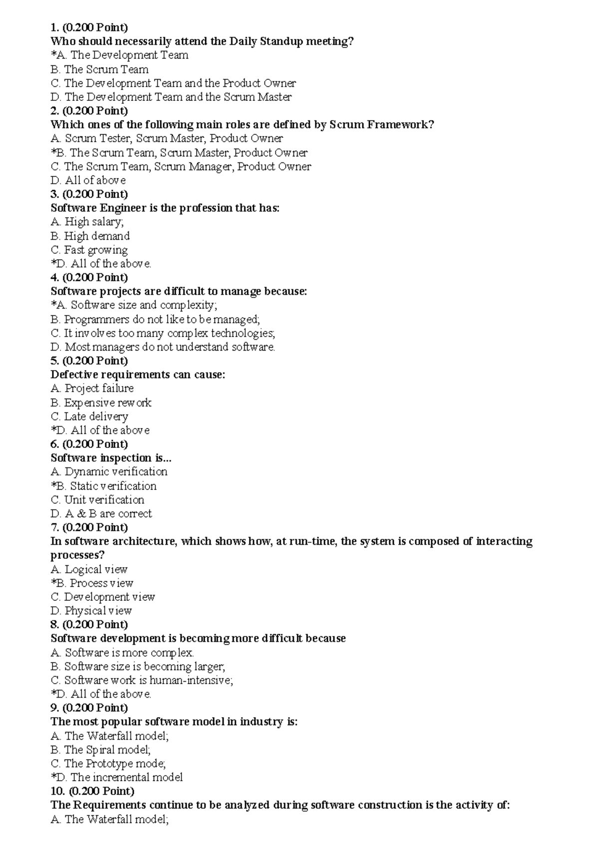 Final Exam Questions for CS403D - Software Engineering Fundamentals ...