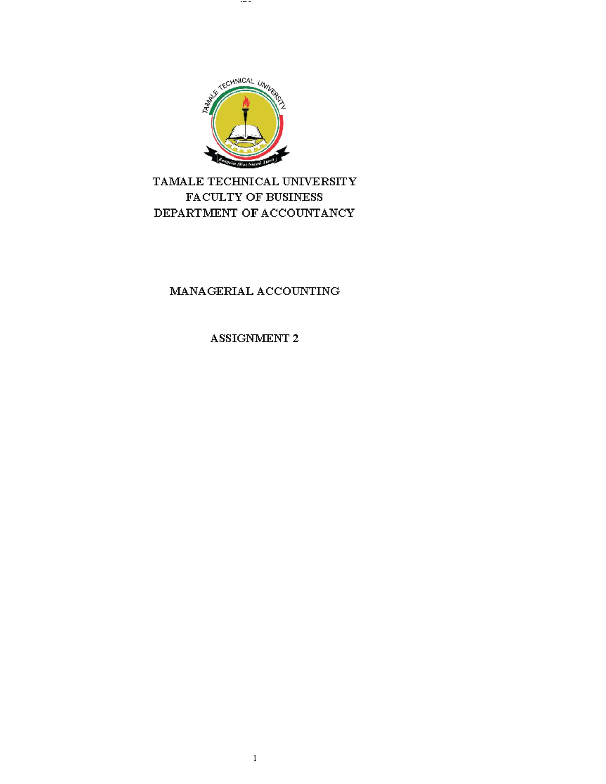 Assignment 2 MCQs - Managerial Accounting (2025) - Studocu