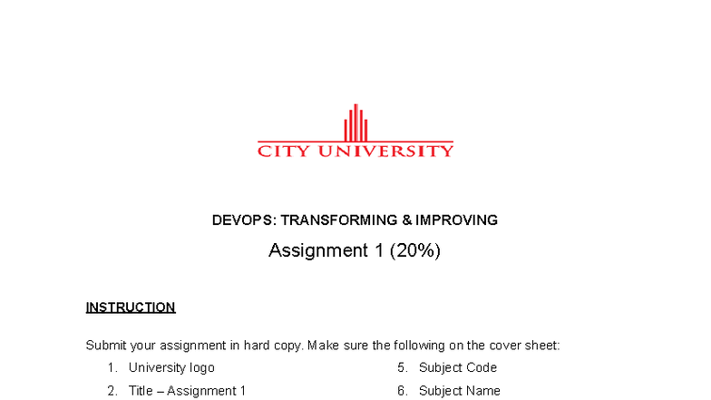 DEVOPS: ASSIGNMENT 1 INSTRUCTIONS & FORMAT GUIDELINES - Studocu