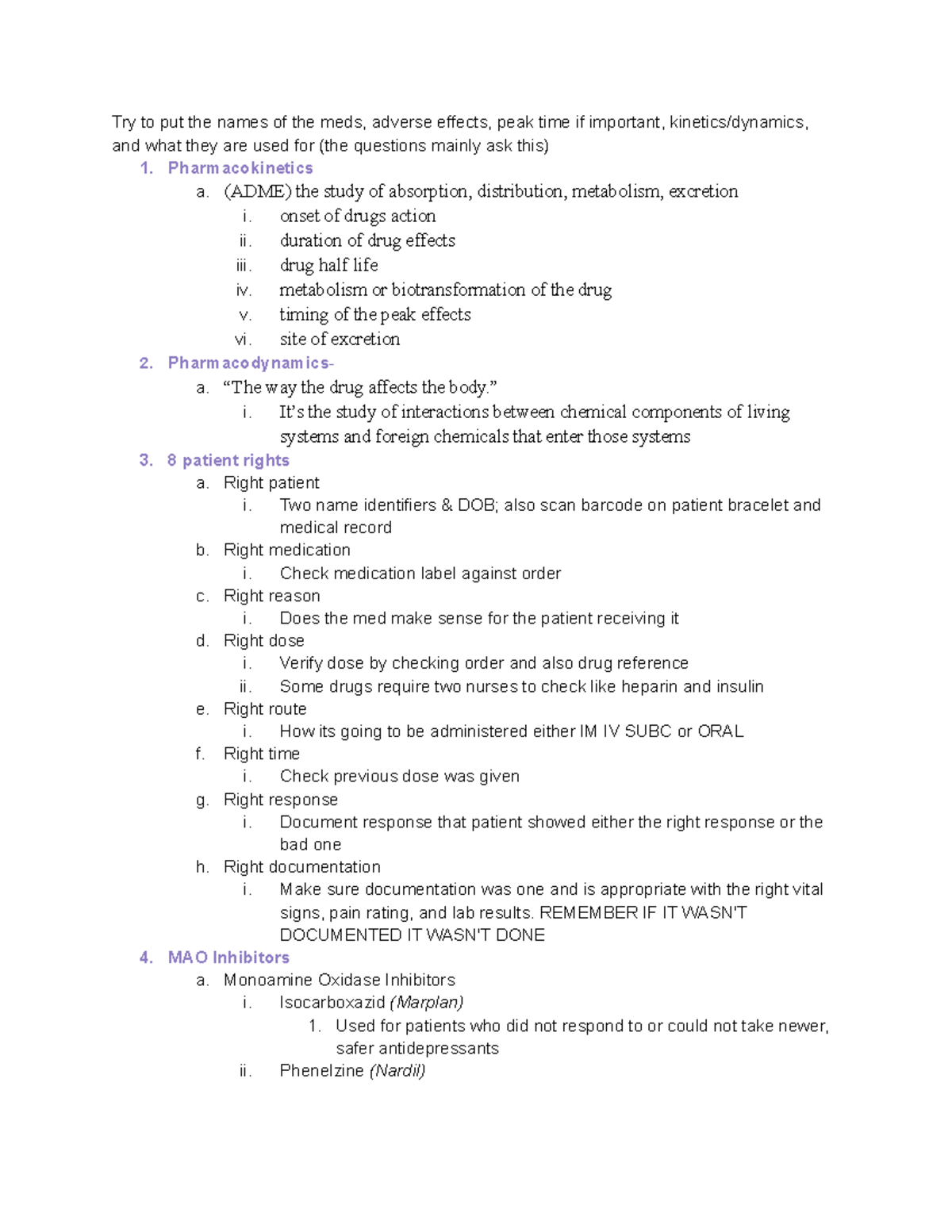 Final Exam Study Guide for Pharm 101: Key Drugs & Concepts - Studocu