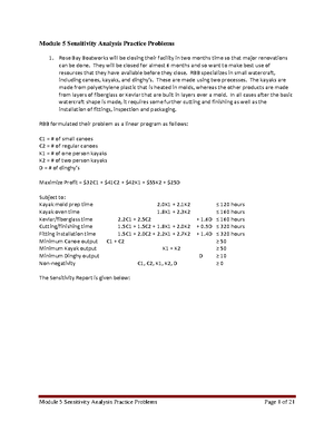 Module 5 Sensitivity Analysis Notes 2018 - Copy - Module 5 Changing a ...