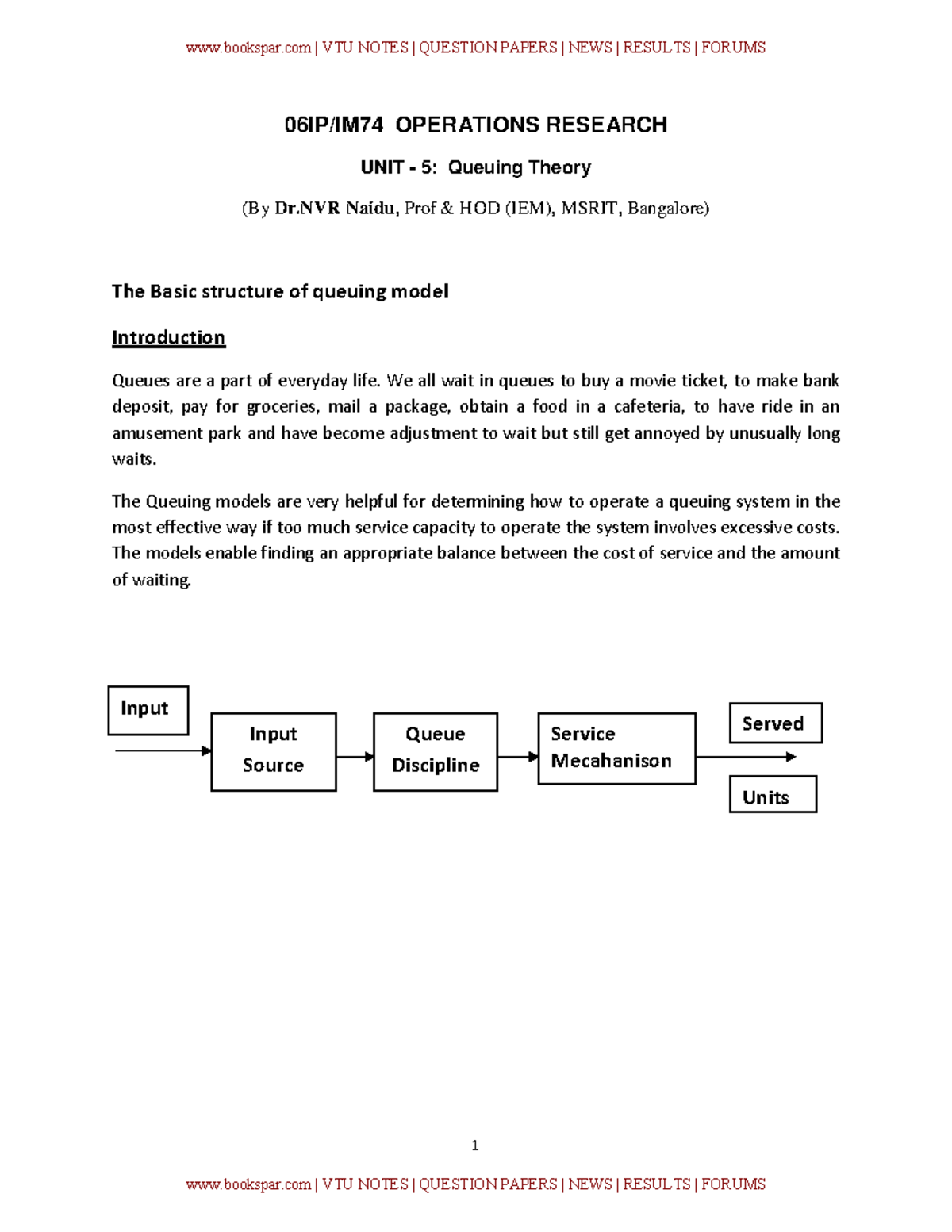 Module 4: Queueing Theory in Operations Research (06IP/IM74) - Studocu