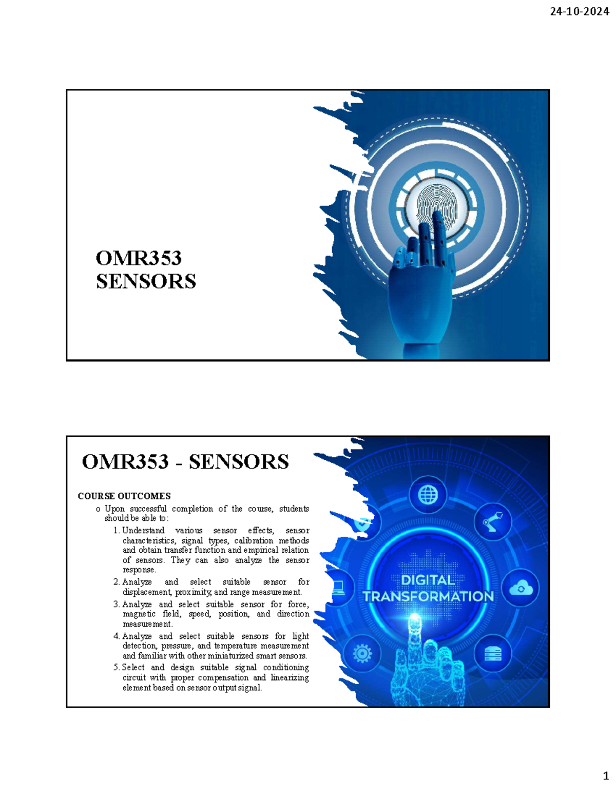 OMR353 SENSORS: Unit II - Displacement, Proximity & Ranging Sensors ...