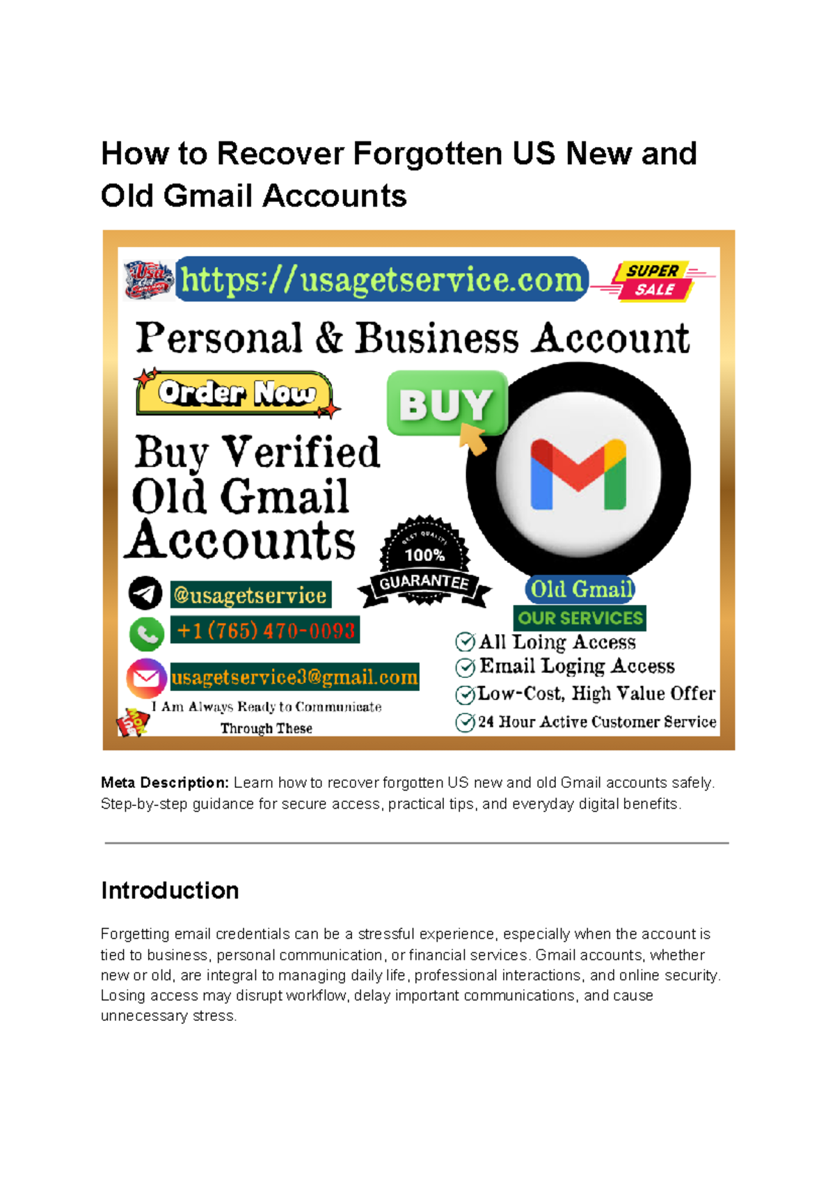 Gmail Account Recovery Guide: Tips for US Users (New & Old) - Studocu