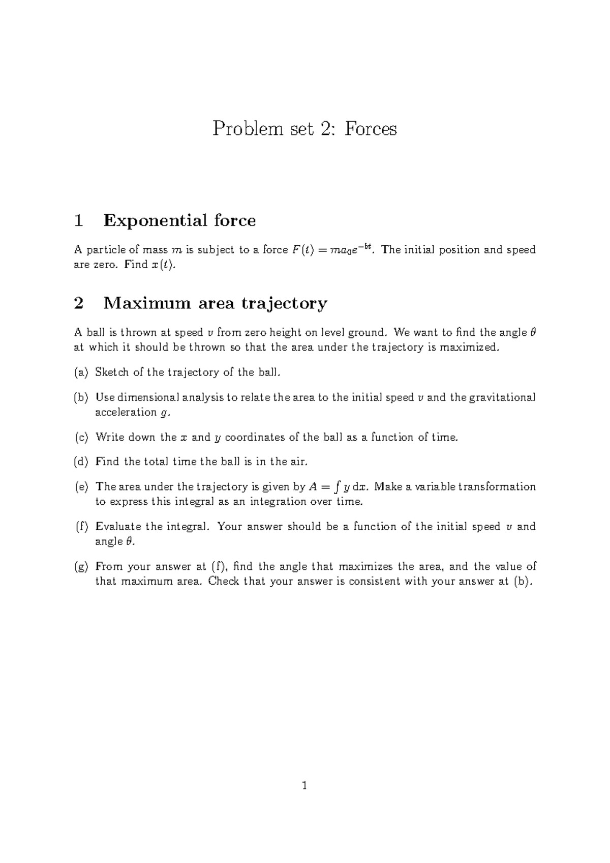 Problem Set 2 - Forces and Motion Analysis - Studeersnel