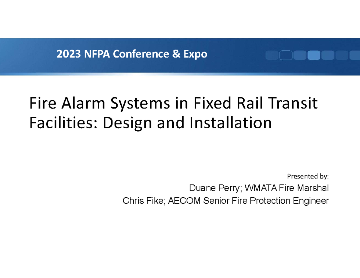 FA Systems in Fixed Rail Transit Facilities: Design & Installation ...
