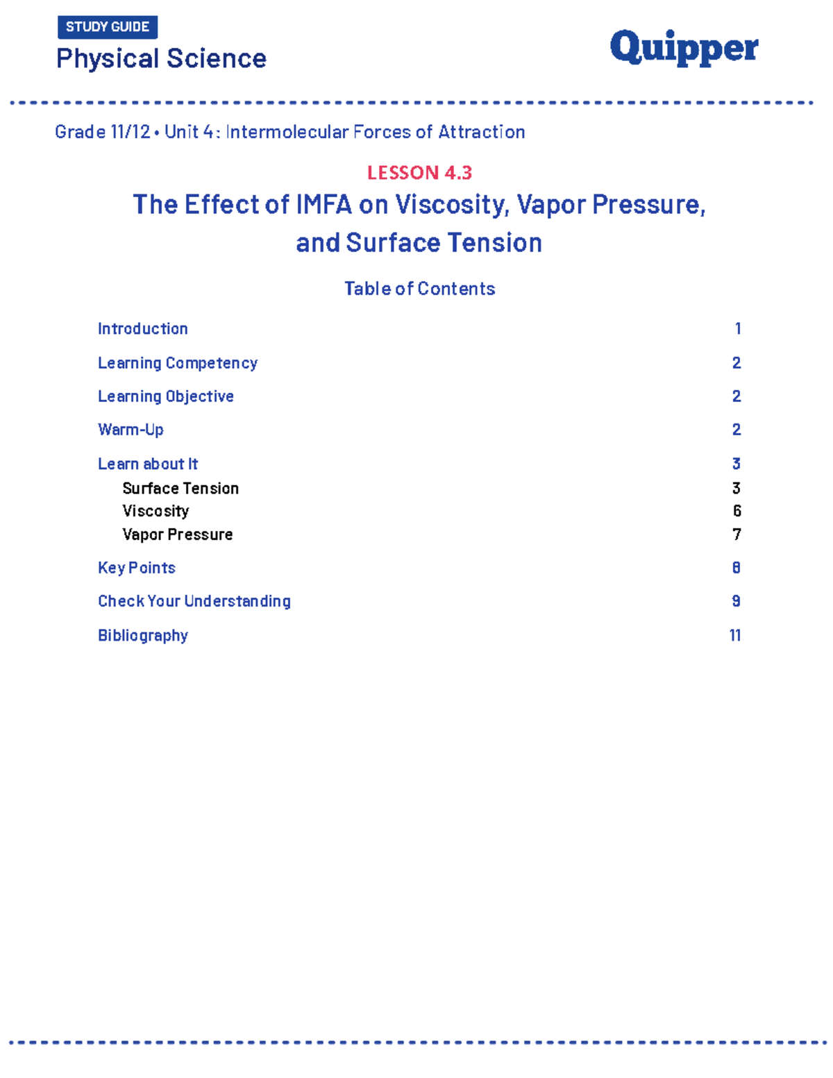 Unit 4 Lesson 4: IMFA Effects on Viscosity, Vapor Pressure, Surface ...