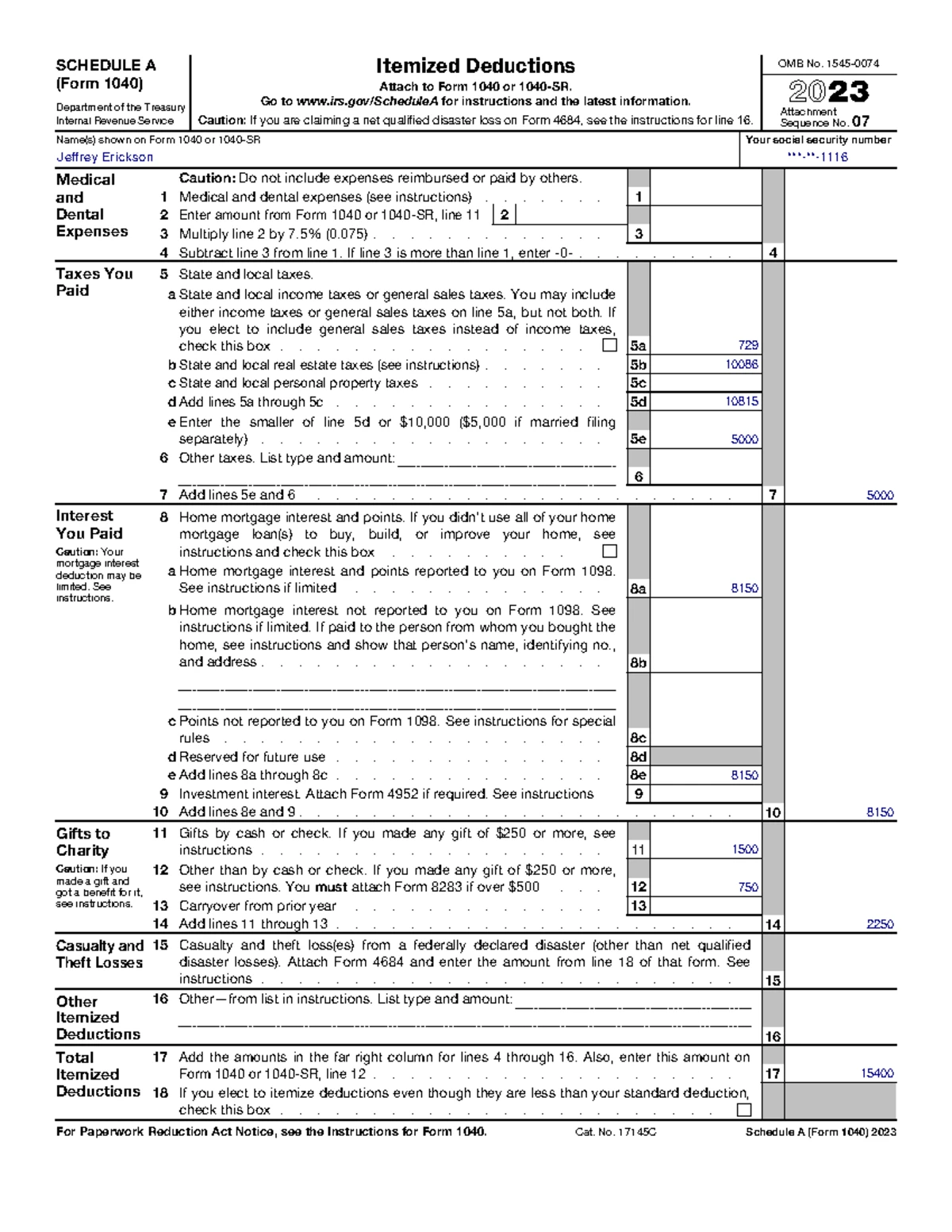 ACC 330 Itemized Deductions - Schedule A Form 1040 Overview - Studocu