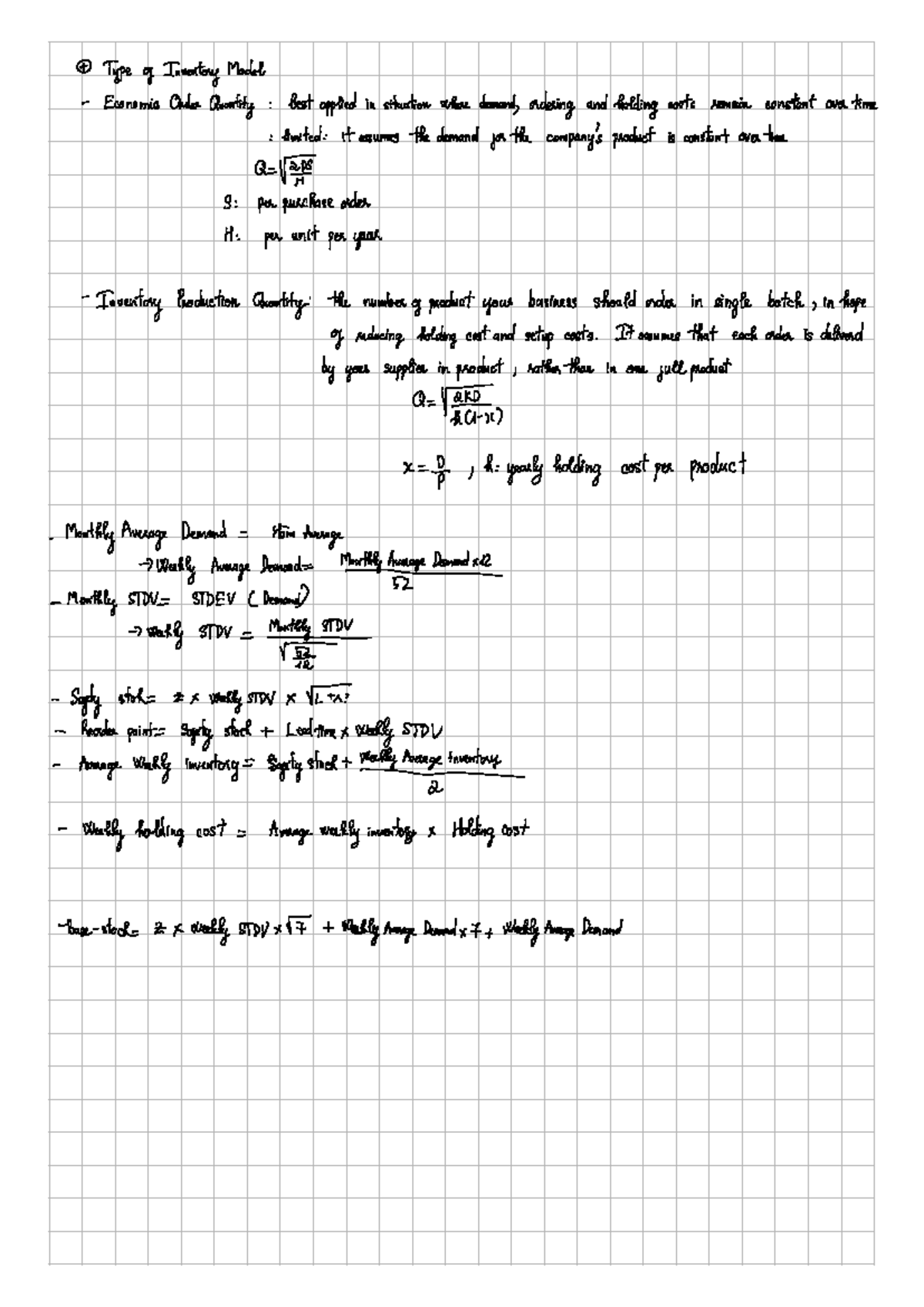Lecture Notes on Inventory Management Models (Course Code: INVT101 ...
