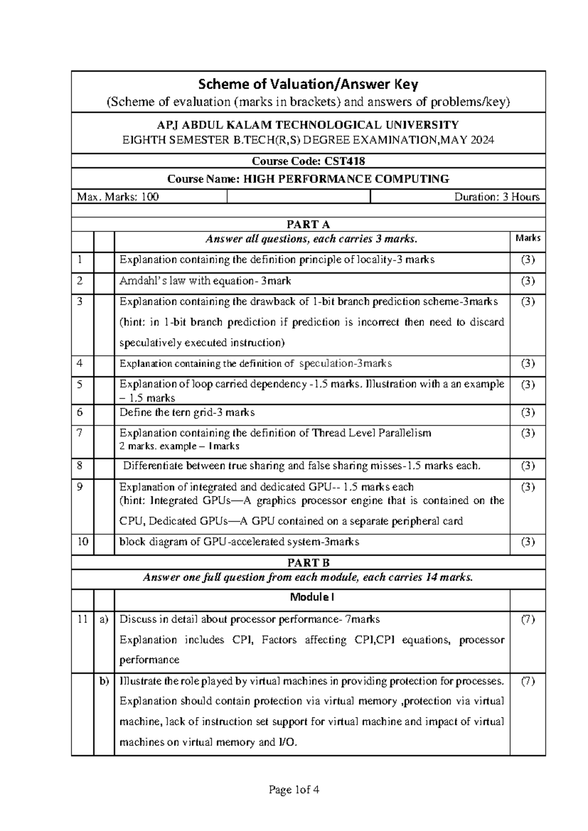 CST418 - High Performance Computing Exam Scheme and Key Answers - Studocu
