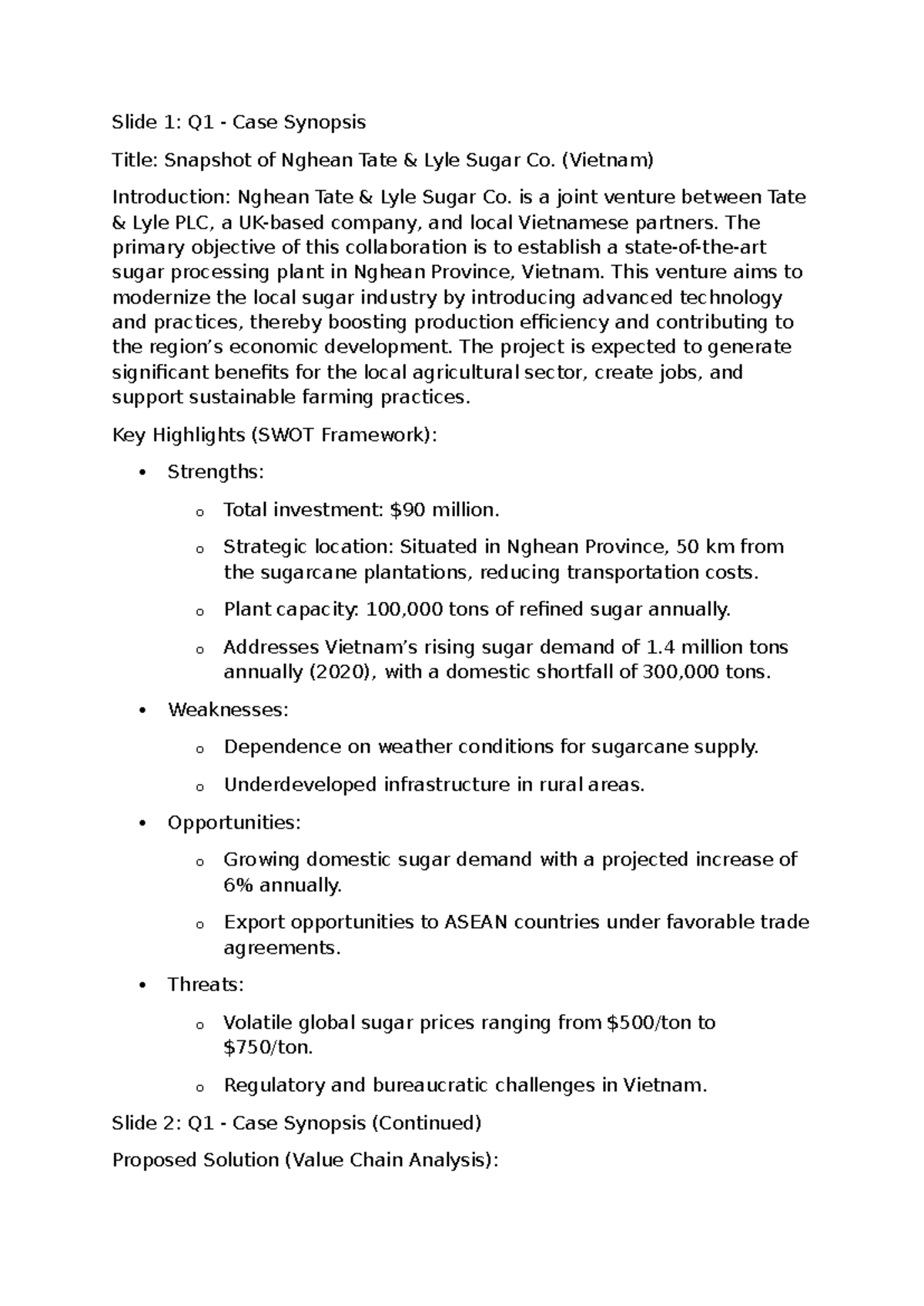 MC Nghean Case Analysis Slide 1 Q1 Case Synopsis Title Snapshot