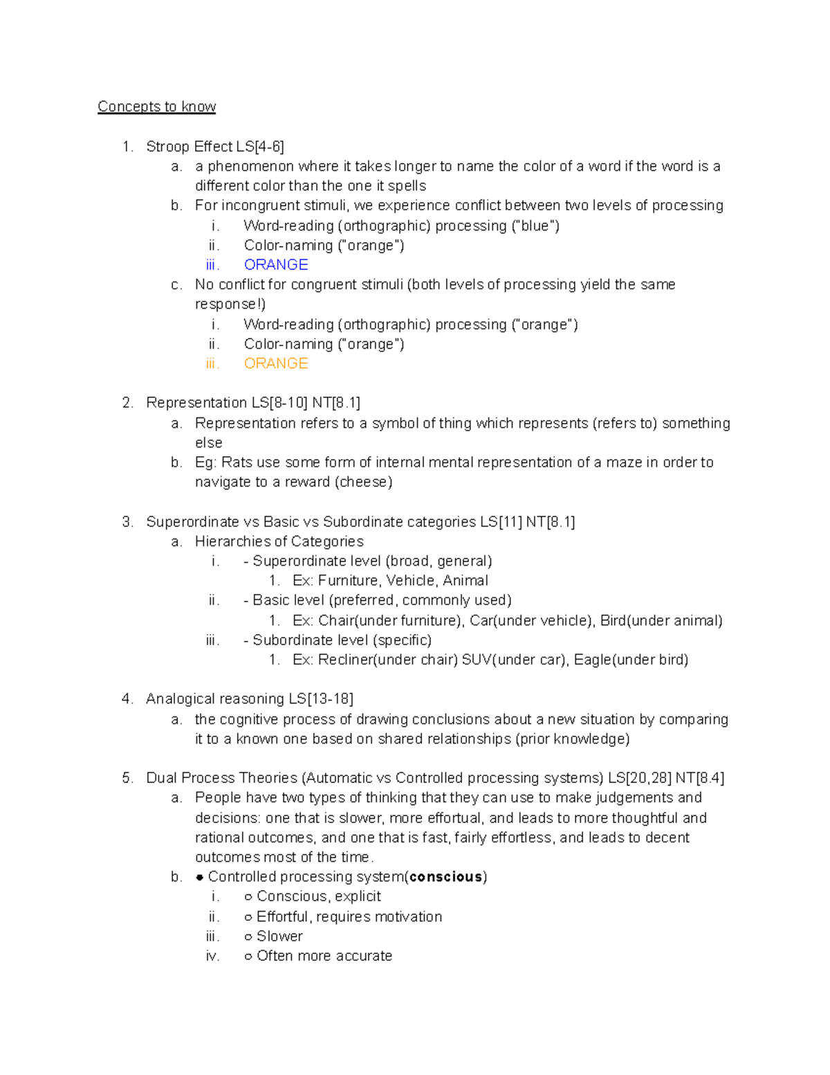 Psychology Concepts Overview - Lecture Notes - Studocu