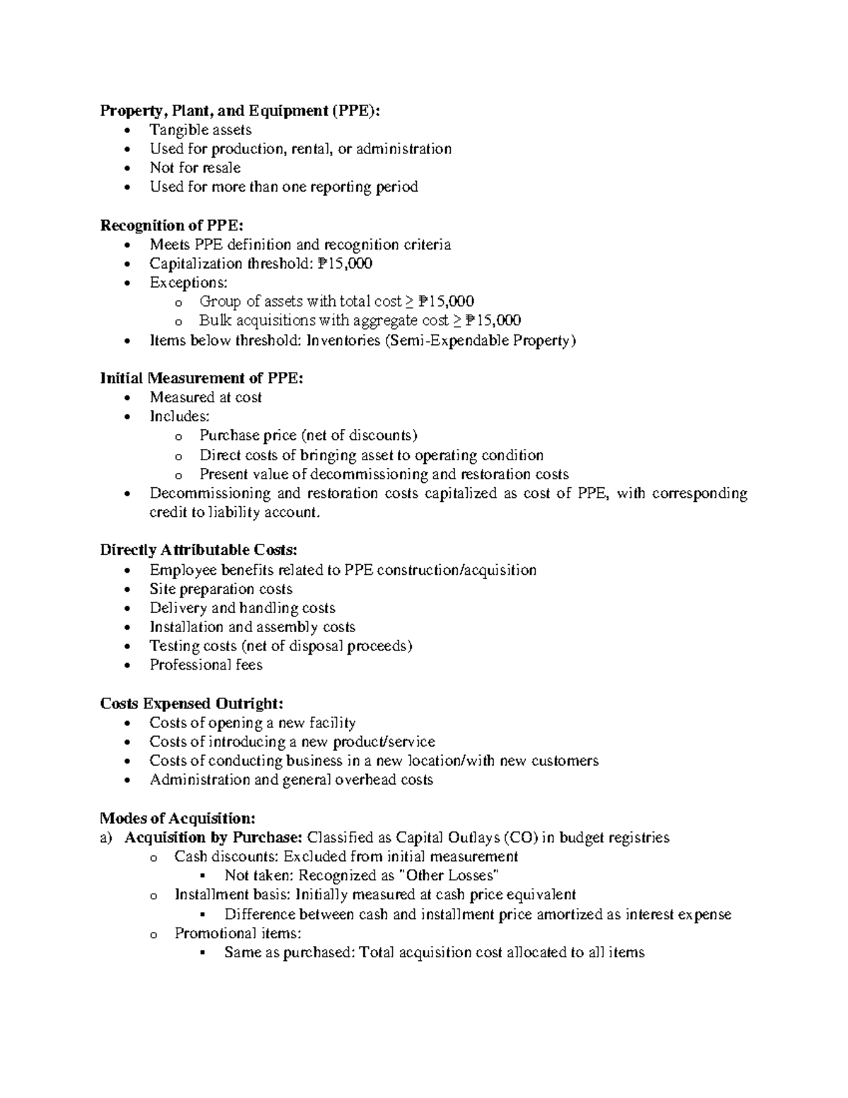 Quick Notes - Chapter 10: Property, Plant, and Equipment (PPE) Insights ...