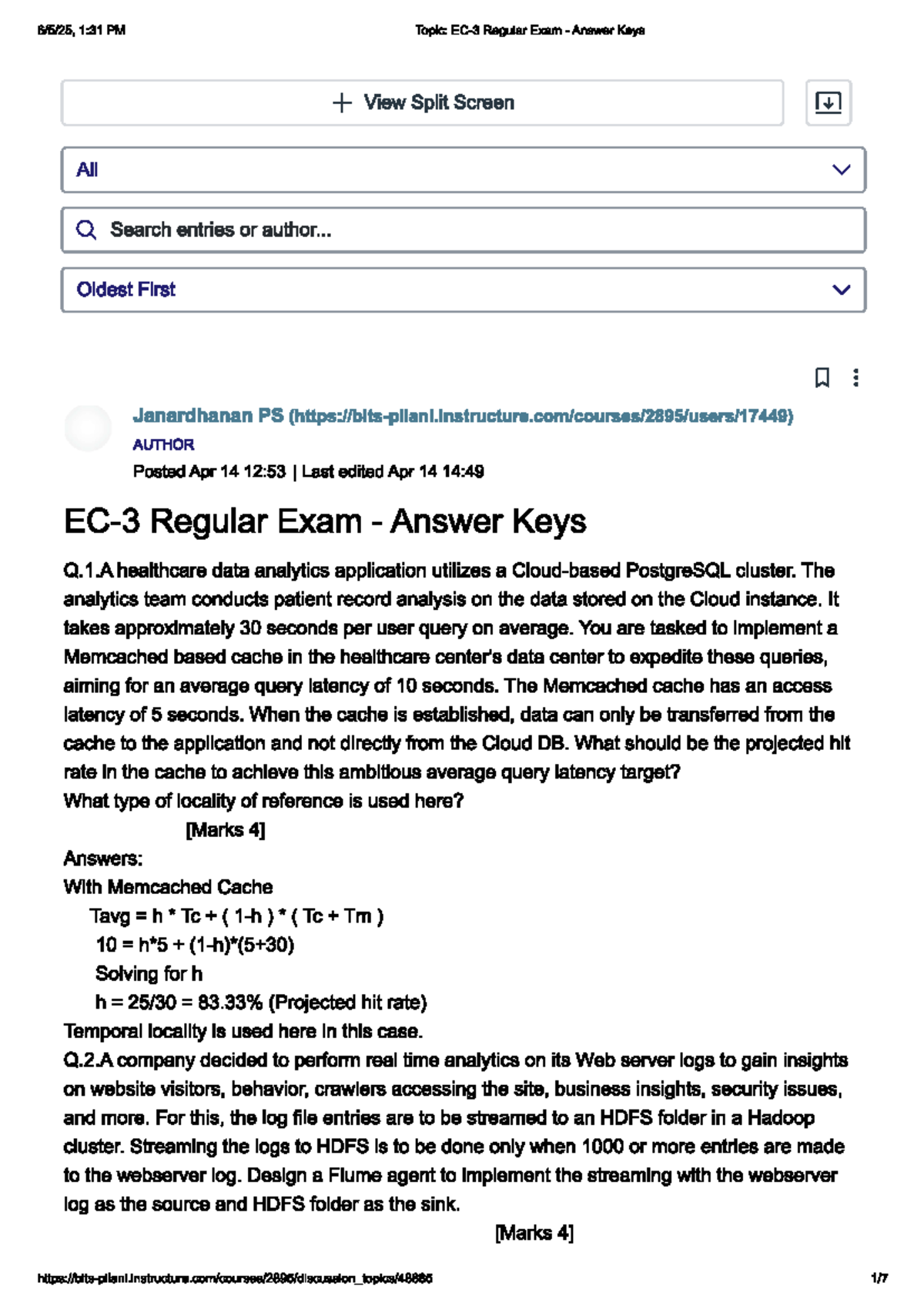 EC3 Regular Exam Answer Keys and Solutions for Data Analytics - Studocu